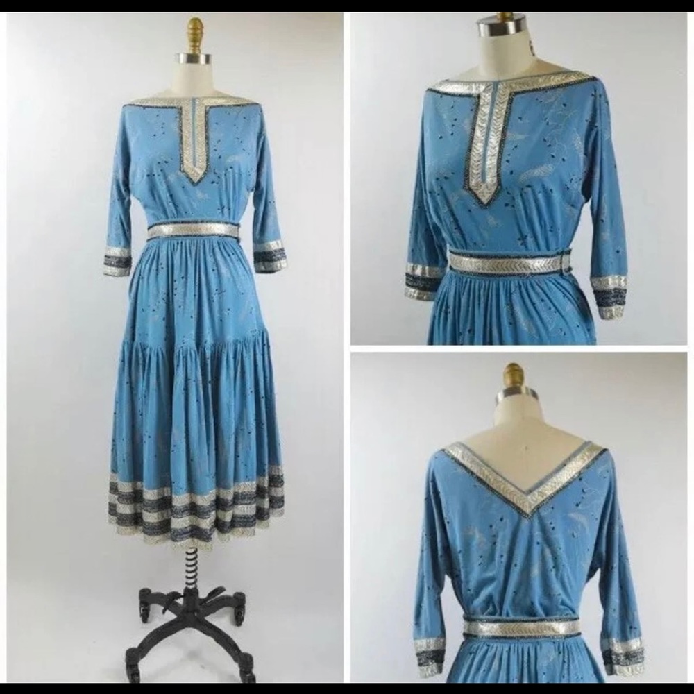 Vintage 1950s Blue Patio Dress
